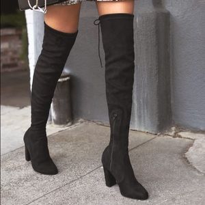 LULUS- Black Suede Over the Knee Boots